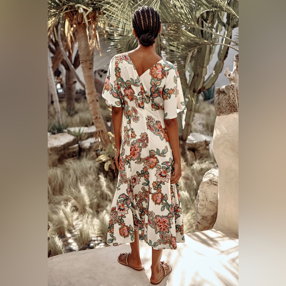 Misa Irena Floral Lattice Maxi Dress Small Summer Cocktail Party Vacation Wear - Picture 2 of 13